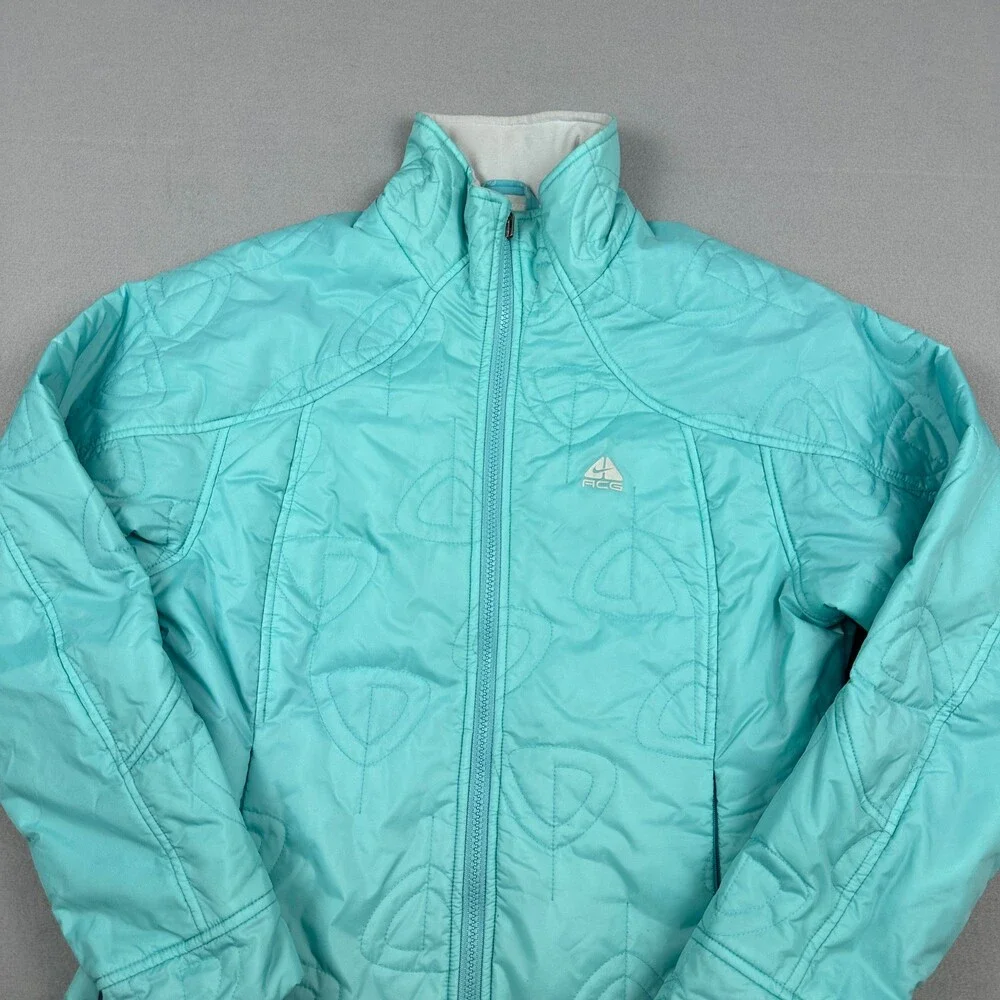Vintage Nike Jacket Women M Turquoise ACG Thermal Layer 2 Quilted Puffer Zip